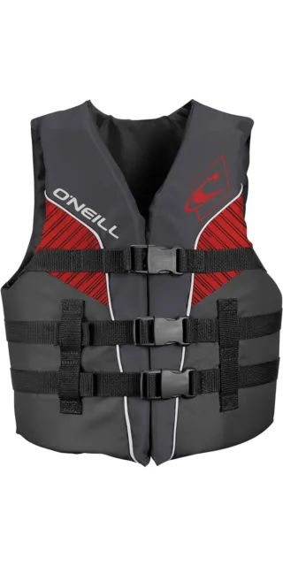 O'Neill Youth Superlite 50N ISO Impact Vest - Smoke / Graphite / Red