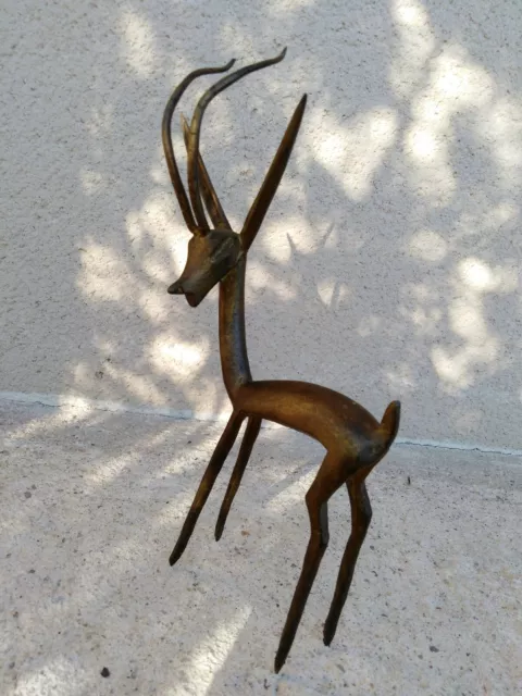 Belle gazelle-figurine bronze-doré-art ethnique Afrique-début 20eme-authentique