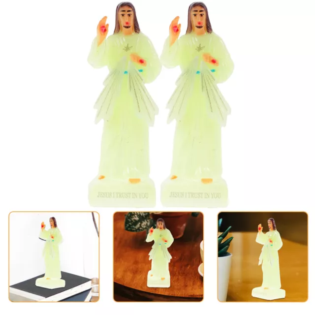 Sacred Heart of Jesus 2pcs Glow in Dark Figurine - Green-FC