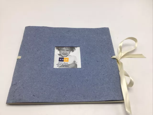 Kolo Photo Album Soft Cover Ribbon  7" x 7.5 " Light Blue 12 Pages Double Sided