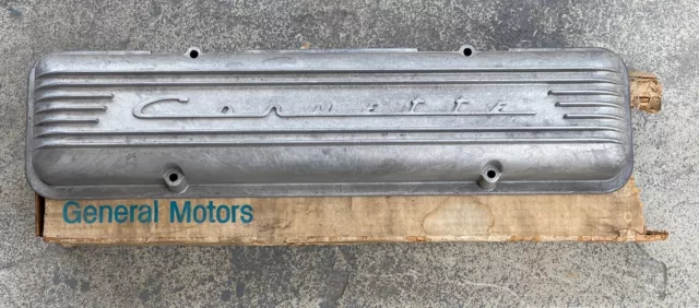 🔥 Original No Flaw Gm 1956 1957 Corvette 7 Fin Aluminum Valve Covers 3726086 🔥
