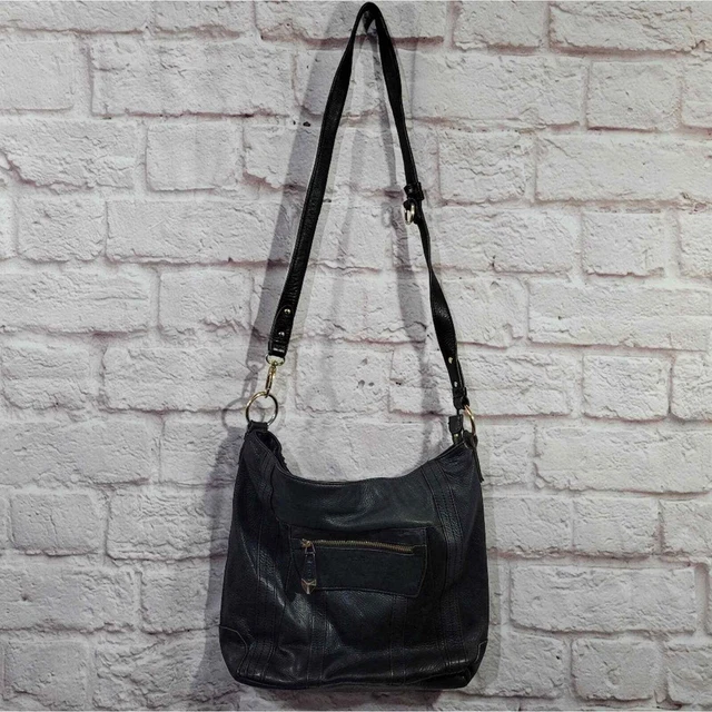 Perlina Black Leather Large Tote Crossbody Bag Purse