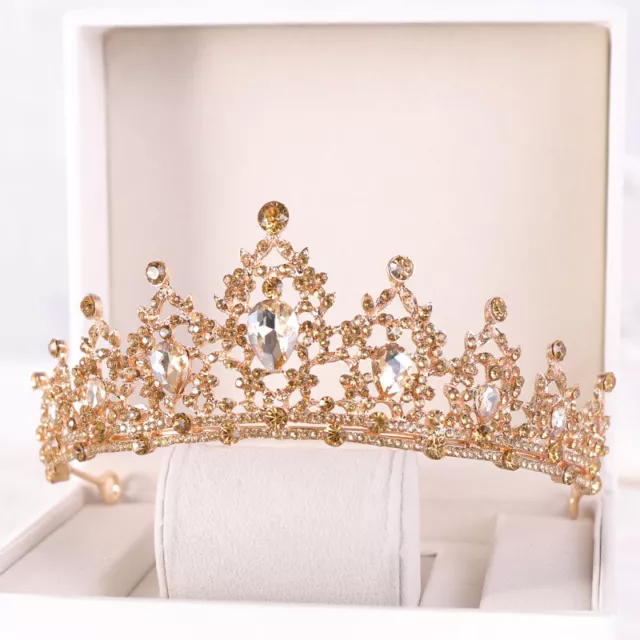 Krone Diadem Strass Tiara Kristall Luxus Braut Hochzeit Haarschmuck 28*6CM