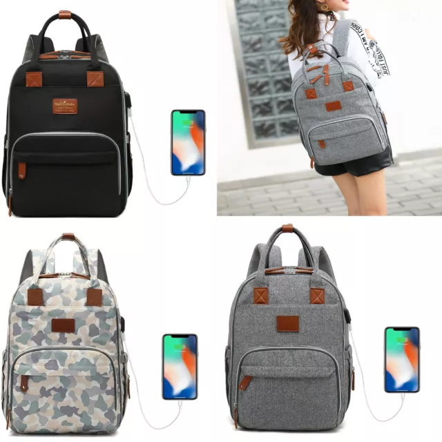 USB Baby Diaper Bag Mummy Maternity Nursing Changing Multifunctional Backpack