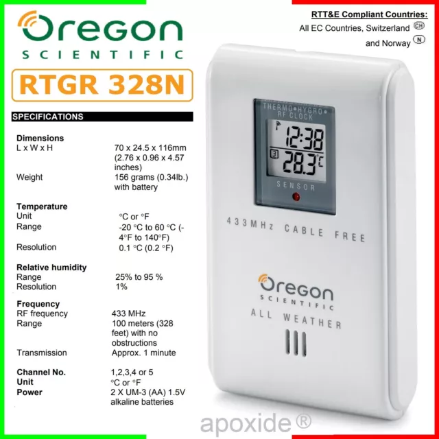 OREGON SCIENTIFIC THERMO Sensor RTHN129 Wireless Clock Thermometer  Transmitter £37.85 - PicClick UK