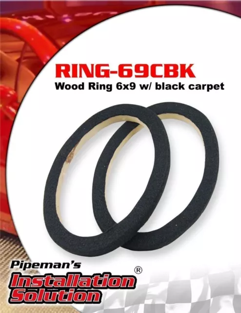 6 x 9" MDF SPEAKER RINGS BLACK CARPET SPEAKER MOUNTING SPACER RINGS CAR AUDIO