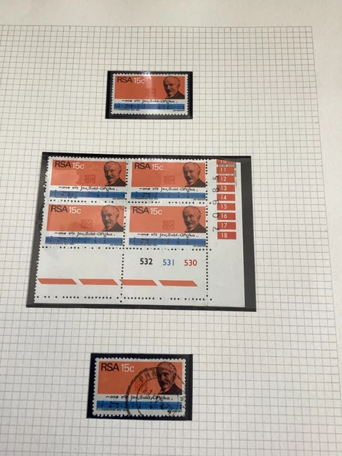 South Africa 1973 C J Langenhoven 15c (6 stamps) MNH & Used