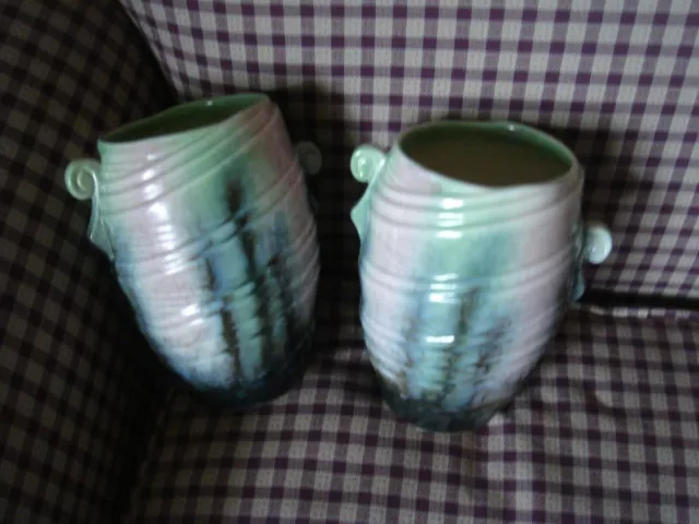 art deco pair of sylvac vases drip glaze height 13cm matching vgc no 684