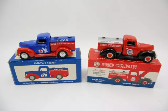 Lot of 2 Liberty VTG Ford 1940 Toy Coin Bank Truck Vehicle Metal Die-cast