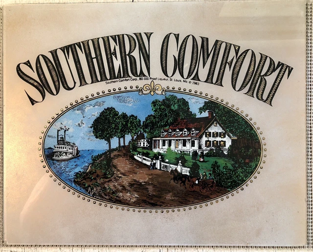 Vintage Southern Comfort Whiskey Glass Sign, 15x12, Bar, Pub, Mancave Art