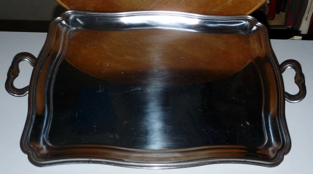 Plateau Rectangulaire En Acier Inoxydable - Grand Format Avec Poignée - Pour Service, Rangement, Décoration - Finition Réfléchissante