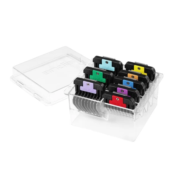 ANDIS STAINLESS STEEL Combs with Colour Guides - 8 Piece Set £43.00 ...