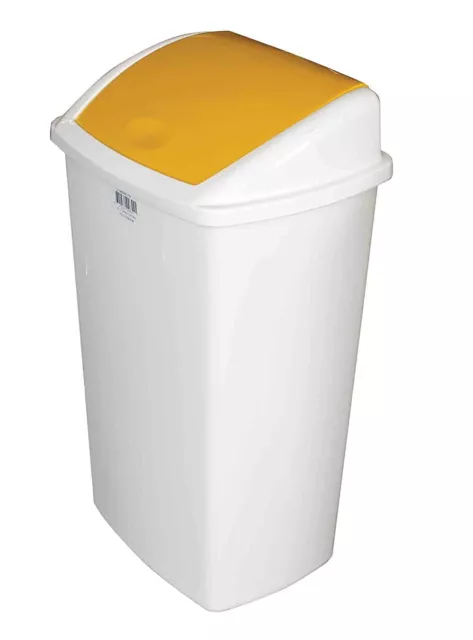 Plastic swing top bin white with coloured  lid 50 Litre by Chabrias Ltd