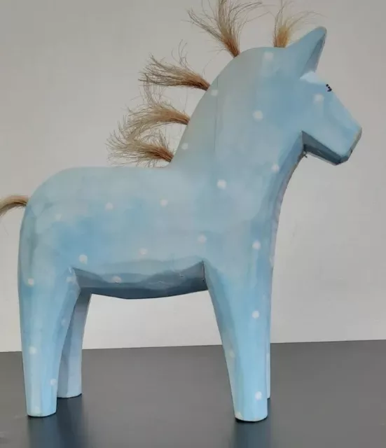 Ikea Dala Punk Design Horse, Wooden  Pale Blue Chalky Coated  See Description