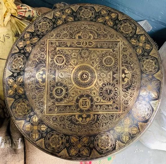 SALE! Extra large Special carving sound healing Tibetan gong from Nepal -