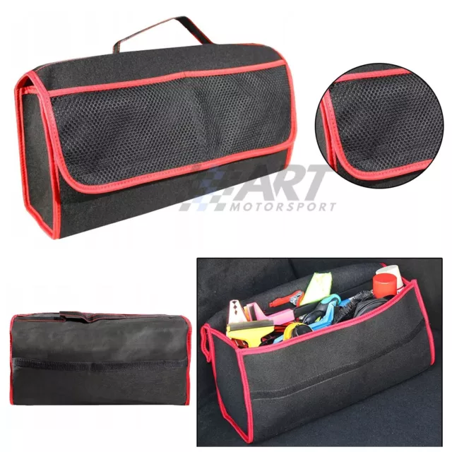 Bolsa organizador para herramientas maletero con ribete rojo 45cm x 30cm x 15cm