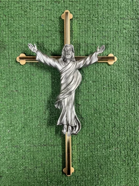 Metal Risen Christ Wall Hang Crucifix CrossItem # CXG-1355 - 8 Inches Tall