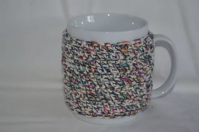 Acogedora taza de crochet taza envolvente multicolor 100 % algodón hygge versión única 32 2