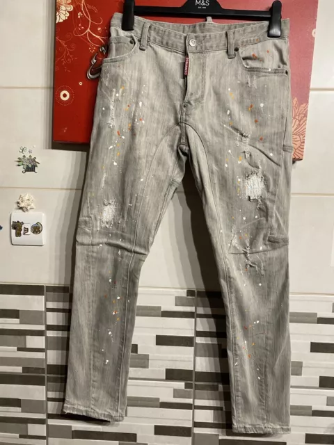 Original DSQUARED2 SCHWARZ BULL Skinny Jeans grau Größe 32/29 MADE IN ITALY