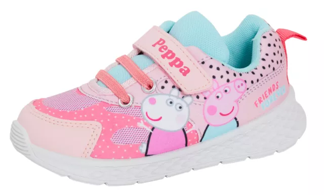 Peppa Pig Sports Trainers Girls Easy Touch Fasten Plimsolls Kids Sneakers Shoes