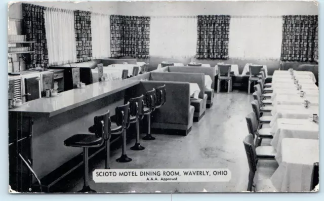 WAVERLY, Ohio OH ~ Roadside SCIOTO MOTEL Dining Room c1950s Pike County Postcard