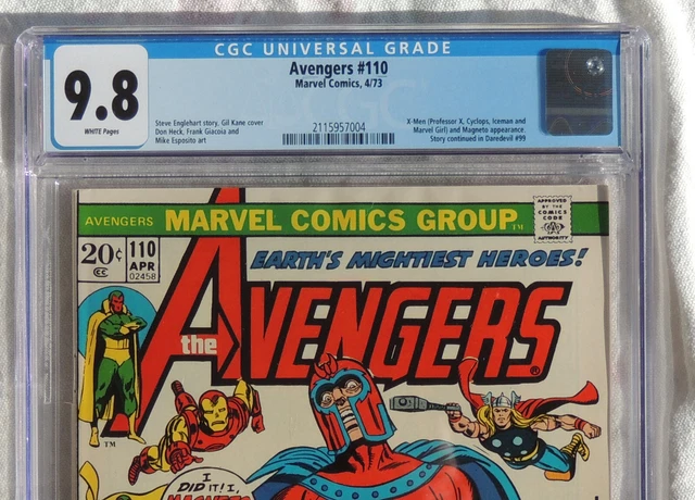 AVENGERS #110, CGC 9.8, NM/MT, White Pages, Marvel Comics, 1973