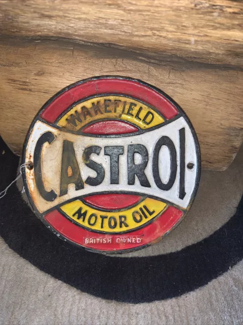 Advertising Sign. Castrol Wakefield Motor Oil Cast Iron 8” Round