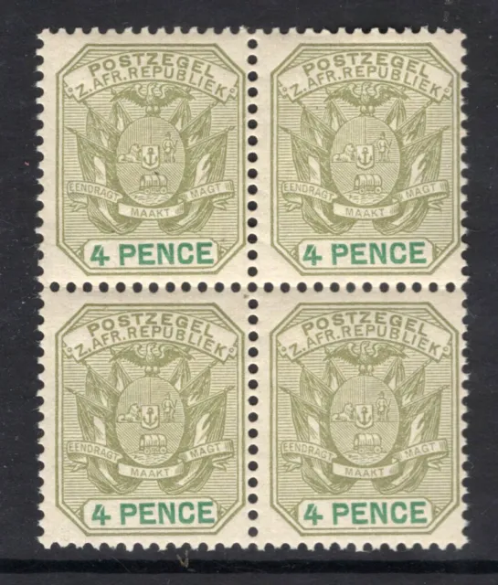 M20471 S. African States ~ Transvaal 1897 SG221 4d sage-green & green block of 4