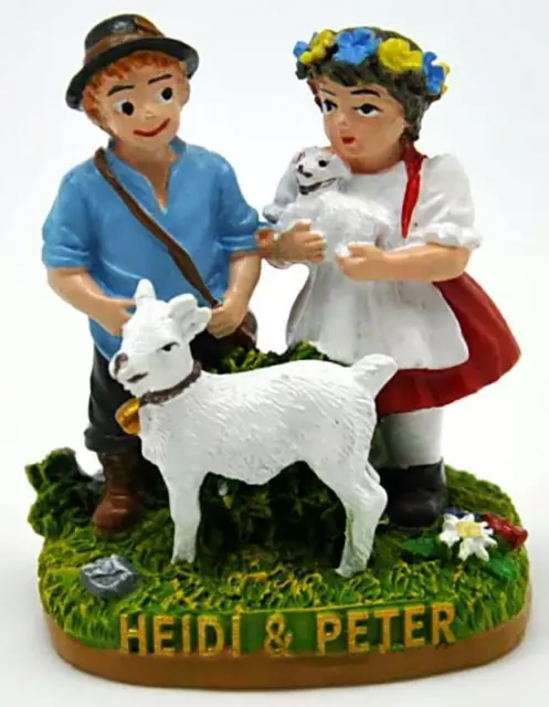 Heidi & Peter Berge Alm Ziege Poly Fertig Modell,Souvenir Schweiz Suisse,Neu