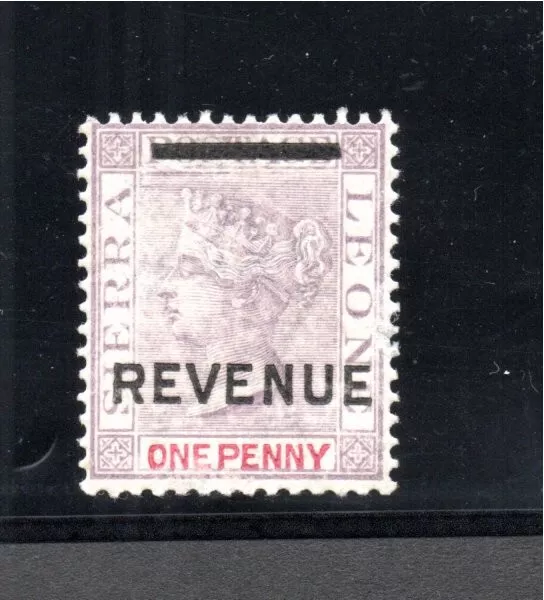 Sierra Leone old one penny Victoria stamp oveprinted Revenue MLH