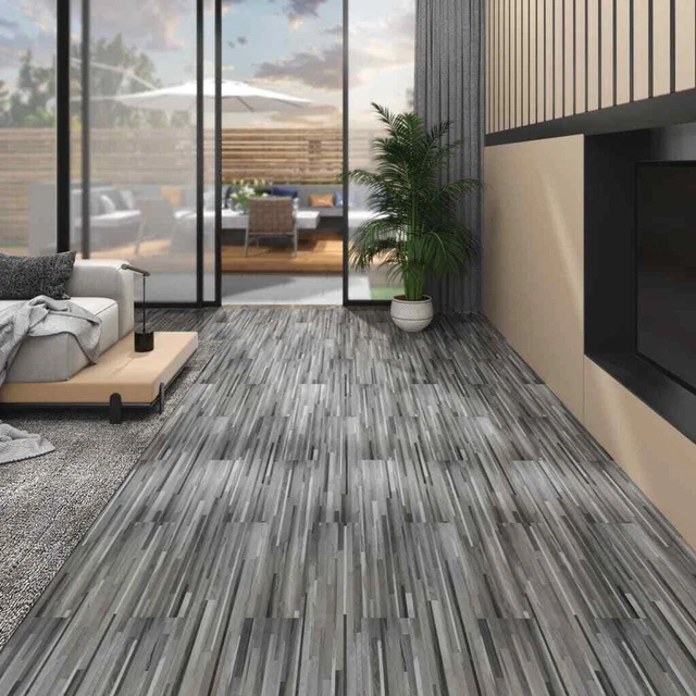 Listoni Pavimento PVC 5,02 m? 2 mm Autoadesivi Grigio a Strisce