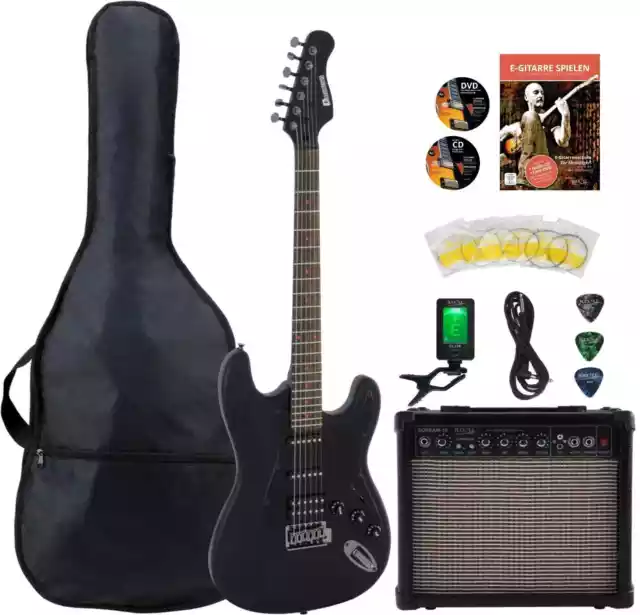 Cort X-100 Open Pore Black SetST-Style Tremolo HSS Gigbag Zubehör