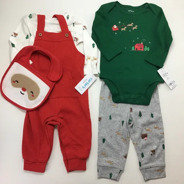Lot Of 2 Baby Boy Christmas Outfits.  Carters Baby Size 9 Months. Santa