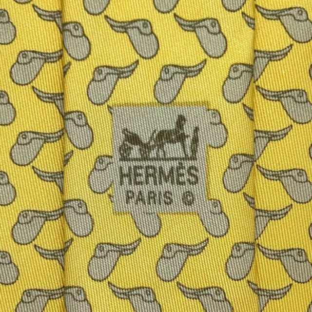 Rare Hermes Paris Cravate 100% Soie 7173 FA Horse Saddles Quirky Yellow
