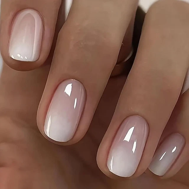 HSYTEK 24 Stück French Nails – Künstliche Nägel Mit Strass, Rosa, Mittellang