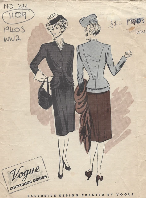 Patron De Couture VOGUE Vintage Années 1940 - Modèle De Robe B32 (R571), Pièces à Grande échelle