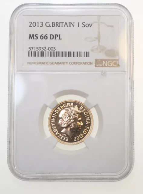 2013 Great Britain 1 Sovereign Gold Ngc Ms66 Dpl