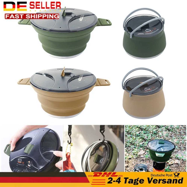 Portable Camping Kettle Heat Resistant Camping Cooking Pot with Handle Tableware
