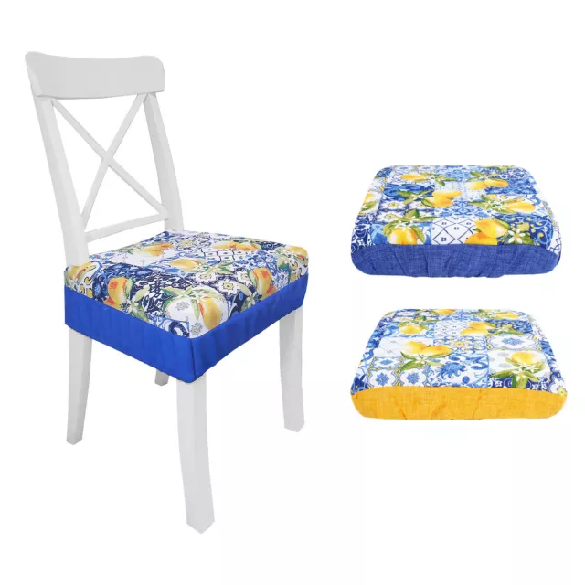 Par Cubiertas de la Silla 2 Cojines Fascia elastica Fantasía Limoni Amarillo Blu