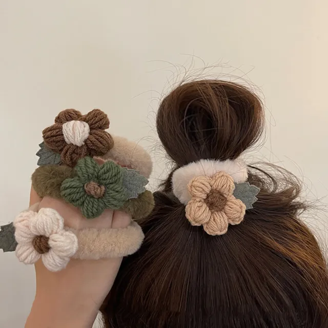 Kids Flower Elastic Hair Bands Girls Cashmere Flowers Hair Band Rope Headwear