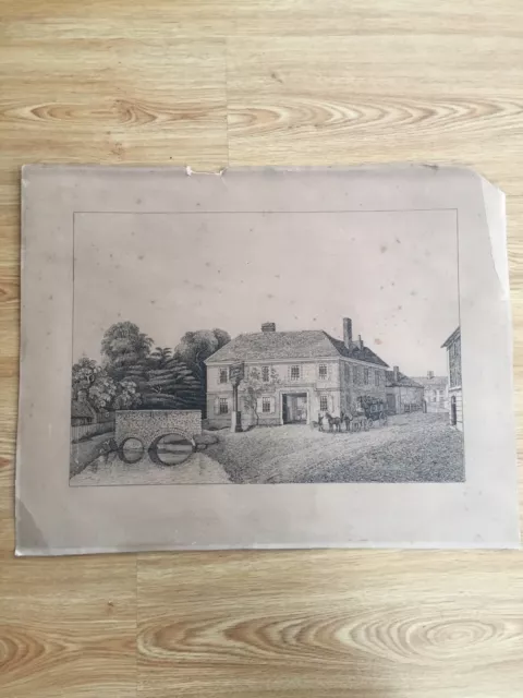 Antique Victorian Pen and Ink  Drawing of a  Public House  Super Quality