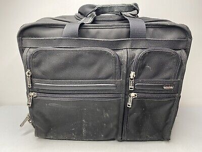 tumi 26103d4 alpha expandable upwifht rolling wheeled briefcase travel bag Black