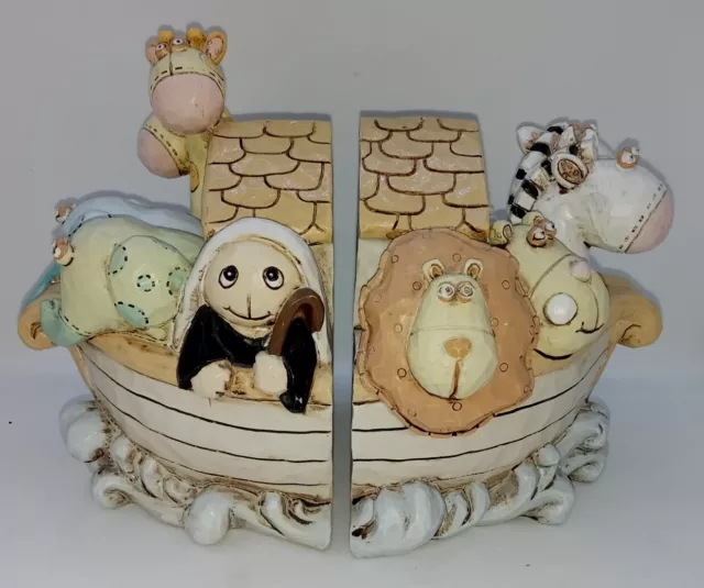 Noah's Ark Resin Book Ends Ideal For A Nursery Christening Gift