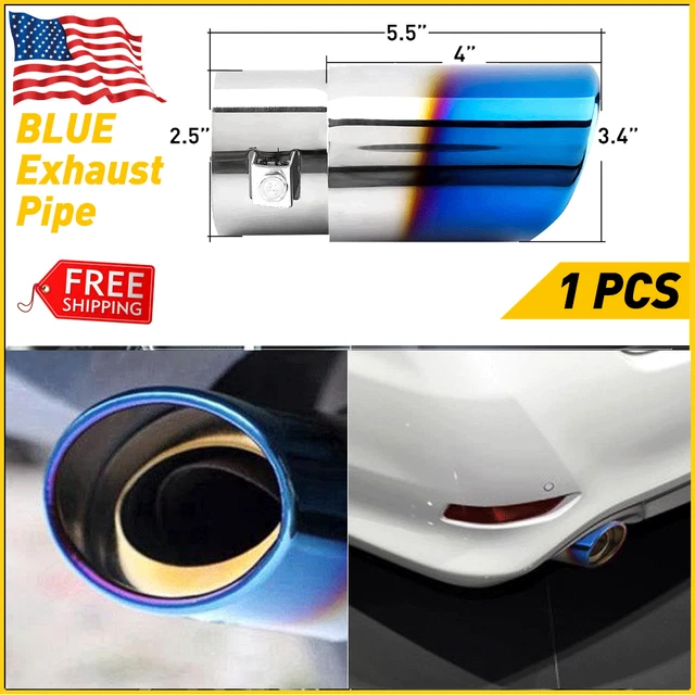 Car Muffler Tip Exhaust Pipe Tail Titanium Stainless Steel Auto Parts Burnt Blue