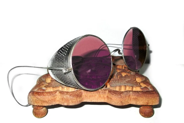 Antique  Willson Fuchsia Sunglasses Goggles Spectacles Vtg Pink Safety Glasses