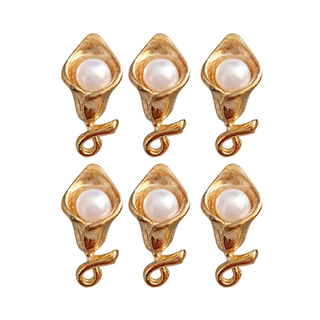 20 stücke Imitation Perle Lilie Charme Legierung Handgemachte Ohrring Anhänger H