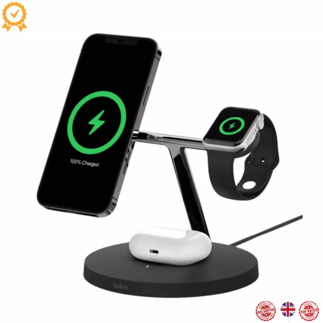 Belkin BoostCharge PRO 3-in-1 Wireless Charger 15W MagSafe iPhone 14/Apple Watch