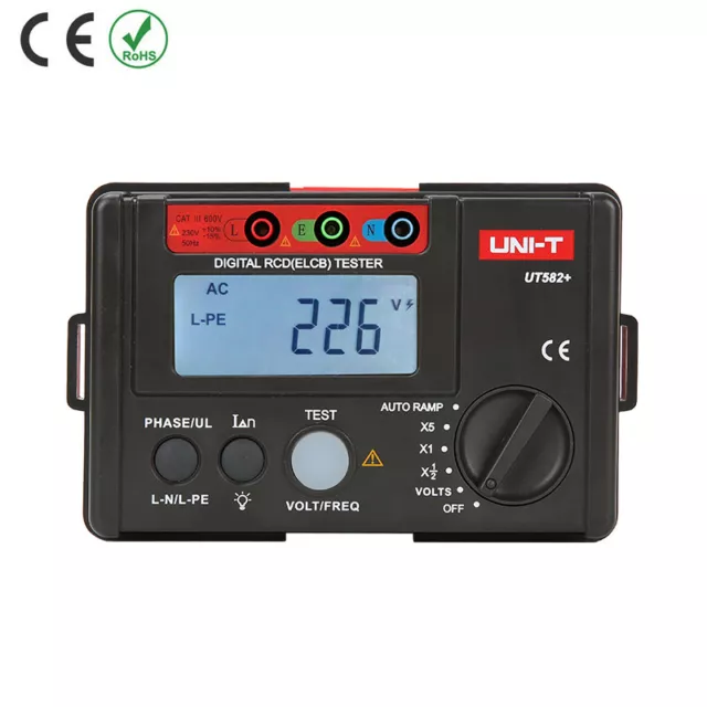 UNI-T Digital RCD ELCB Tester Phase Switch AUTO RAMP Leakage Circuit Breaker