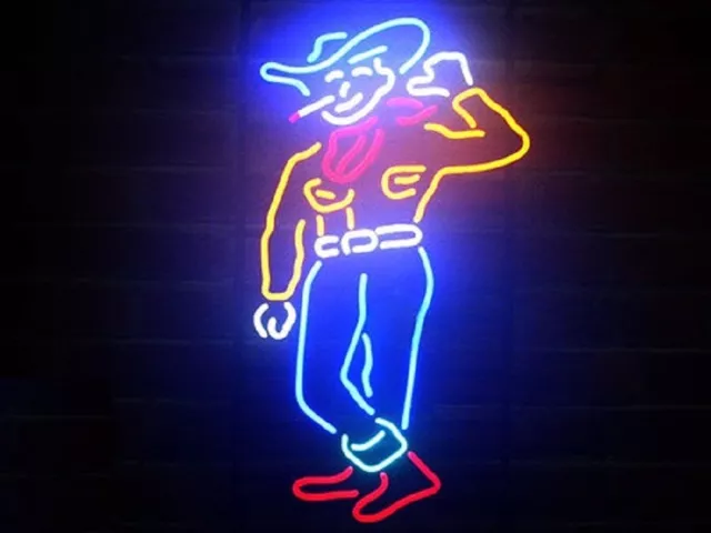 CoCo Las Vegas Cowboy Neon Sign 17"x14" Bar Beer Hanging light CoCo Las Vegas Cowboy Neon Sign 17"x14" Bar Beer Hanging light