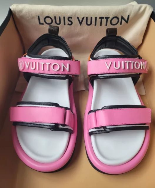 Louis Vuitton Women's Pool Pillow Comfort Mule Sandals Yayoi Kusama Faces Monogram Nylon Brown